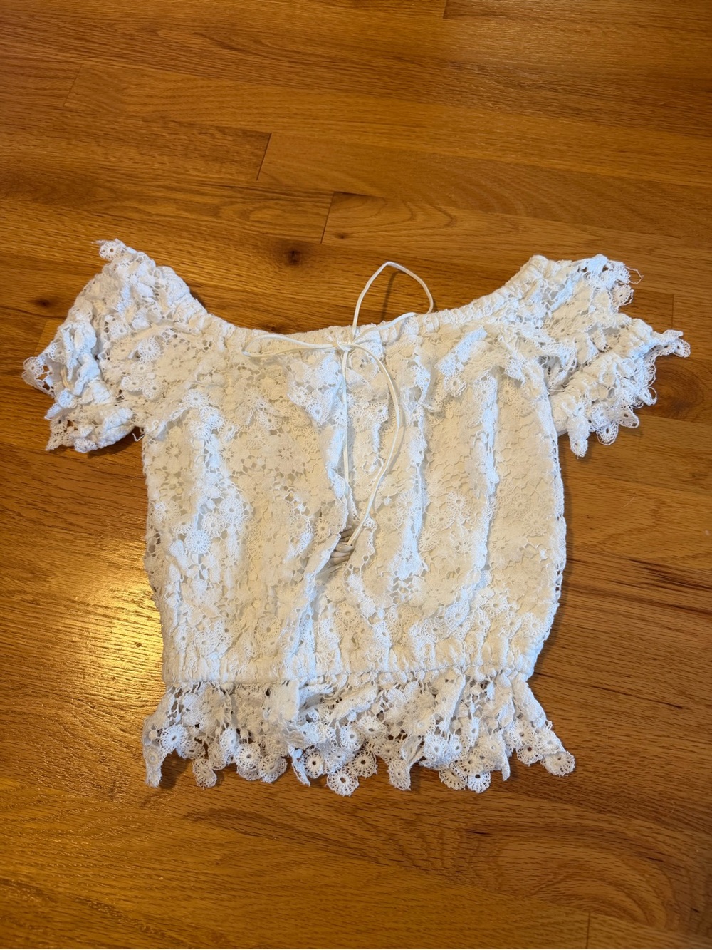 Winston White Lace Blouse Off The Shoulder Size XS